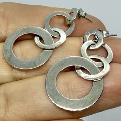 Vtg Signed Sterling Silver Linked Circles Hoop Drop Dangle 925 Earrings Canada
