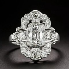 Art Deco Vintage Style 4.29Ct Lab Created Diamond Wedding 14K White Gold FN Ring