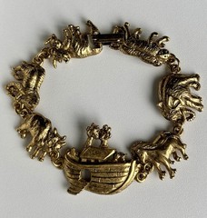 Vintage Noah’s Ark Animal Gold Tone Chunky Round Link Bracelet 7.75in Ladies 30g
