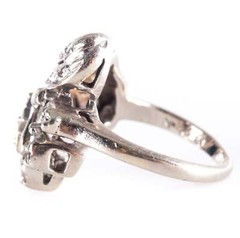 Vintage 1940’s 14k White Gold Single Round Diamond Star Style Ring .20ctw 4.7g
