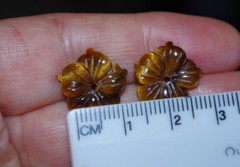 VINTAGE TIGERS EYE FLOWER JACKETS FOR EARRINGS USE WITH ANY STUDS