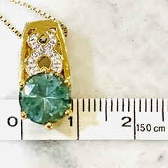 Aquamarine & Diamond Necklace 0.45ct Blue/Green Enhance Gold on 925 C^A 18″ RARE