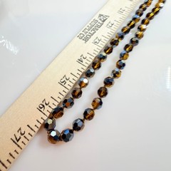 Vintage Crystal Necklace Root Beer AB Aurora Borealis 52 in Opera Length