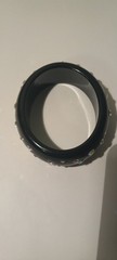 Vtg 1 1/8″ black plastic oval bangle bracelet aurora borealis rhinestones #20