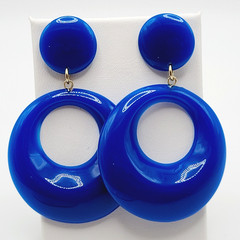 Vintage Blue Hoops Wide Bottom Retro Design Hoop Acrylic Pierced Style Earrings
