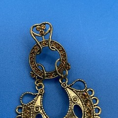 EARRINGS vtg 1970s 1980s Large long glass bead clusters coppertone Statement 5″