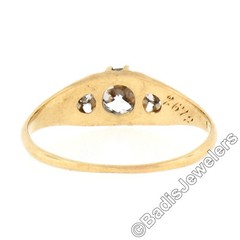 Antique Victorian 14k Gold 0.68ctw GIA Old Mine Belcher Prong Diamond Band Ring
