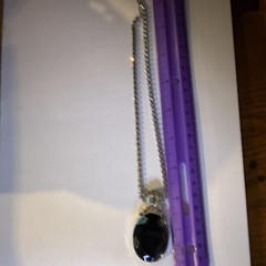 Vintage Mystic Crystal Large Oval Statement Pendant Necklace Missing Clasp