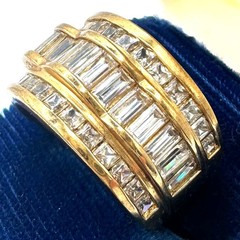 Ross Simons 925 sterling silver gold vermeil cubic zirconia cocktail ring size 7