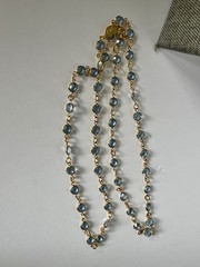 Vintage Austrian Crystal USA Blue Color Crystal Bezel Necklace