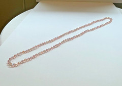 Vintage Pink AB Crystal Bead Rope Necklace | 39″ | Aurora Borealis | 1950s