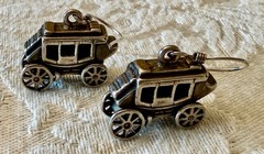 Sterling Silver Stagecoach Earrings, 3/4″ Long X 1/2″ HIgh, 9.6 Grams Vintage