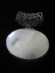 VINTAGE STERLING SILVER 925 MOTHER OF PEARL SLIDE PENDANT