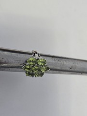 Sterling Silver .925 Manchurian PERIDOT pear Oval Stones Rhodium Coated Sz.5.75