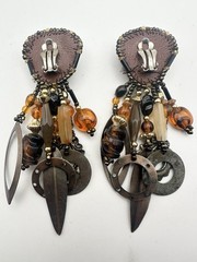 Vintage Chipita Glass Beaded Dangle Drop Earrings