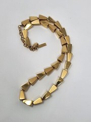 Napier Square Pyramid Gold Tone Heavy Necklace Geometric Necklace 16″-18″ VTG