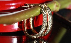 14k yellow gold earrings 0.68″ diamond cut hoop vintage handmade 1.15gr N2906