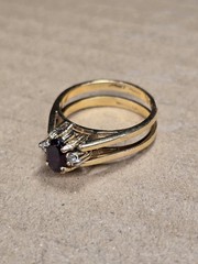 Vintage 14 K GE Gold Plated Set Cubic Zirconia And Ruby REBERSIBLE Ring – 9.25