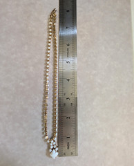 Vintage Milk Glass Choker Necklace White Prong Set Gold Tone 18″ Mid Century