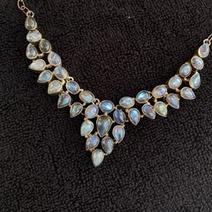 Vintage Sterling Necklace Rainbow Labrodite 16.5 inch / 92.5% Silver