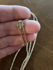 Antique Victorian Gold Filled Watch Chain Necklace Ruby Seed Pearl Slide Estate