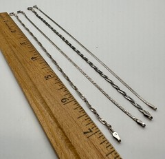 Vintage IBB Italy Sterling 4pc Bracelet Set Serpentine Curb Flat Herringbone Mix