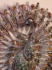 Vtg JBK Peacock Bird Brooch Camrose Kross MultiCrystal Animal Figural Pin Jackie