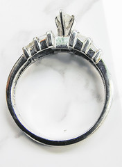 14K White Gold .69ct Marquise & Baguette Natural Diamond Ring Size 6 5g Vintage