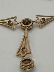 Antique 15K Gold Filigree Lavaliere Y Necklace Seed Pearls 9 Grams Stamp 15C