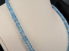 Estate 40ct 4.7mm Natural Aquamarine Bead 17″ Sterling Silver Necklace, 12.9g