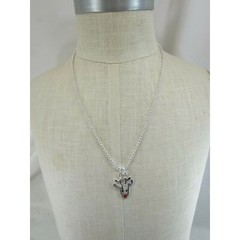 Vintage Silvertone Reindeer Pendant Necklace Deer Silver Tone 52635