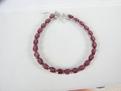 New Sterling Silver 925 Natural Rhodolite Pink Garnet Tennis Bracelet 7.5″