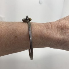 Vintage Mexico LMA 925 Sterling Silver Brass Clasp Closure Bangle Bracelet sz 7