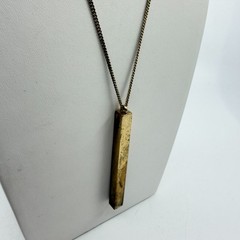 Minimalist Gold Tone Bar Pendant Necklace Long Chain Layering Statement Jewelry