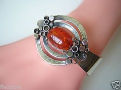 925 Sterling Silver Amber Bracelet Honey Theodor Klotz Teka Amber 23.7 G