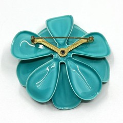 Vintage 1960s Enamel Flower Brooch Teal Flower Pin MINT Condition MCM