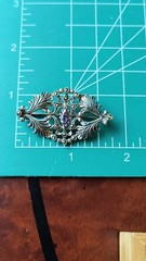 Art Deco Amethyst & Sterling Silver Vintage Brooch, Marcasites, ANtique Style