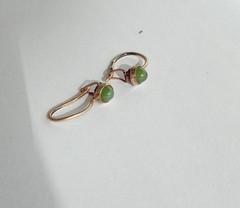 Vintage Earrings Nephrite Stone Gilt silver 875 test star children’s Jewelry