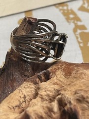 Zuman-Vintage Sterling Silver And Black Onyx Crossover Ring Size 7
