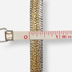 Vintage Gold Tone Herringbone Necklace Cobblestone Reversible Wide 11mm 17.75”