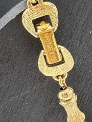 Vintage Monet Necklace Bracelet Demi Set Gold Tone Bamboo Design Strung on Chain