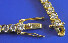 Sterling Silver Gold Wash CZ “S” Link Tennis Bracelet 7.5″ (To)