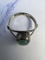 Antique 925 Sterling Silver Prehnite Oval Eye Shaped Ring Size 6.5