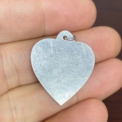 Vtg Unsigned Aluminum Sweetheart Heart Tag Charm or Pendant NO Engraving BLANK