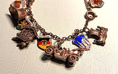 European Travel Silver Charm Bracelet & 17 Charms, 925 to 800 Silver, Some Rare
