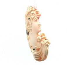 Antique Edwardian 14K Gold Diamond Cameo Brooch Frameless Lady Portrait Diamond