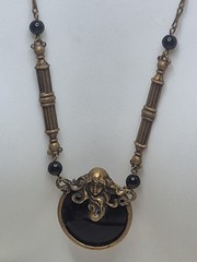 Vtg PIDIDDLY LINKS necklace Art Nouveau Victorian woman style pendant Signed