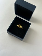 Vintage Yellow Cubic Zirconia Ring Gold Plated Womens Size 8.5