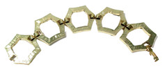 HEXAGON BLUE ENAMEL VINTAGE BRACELET OPEN CENTERS