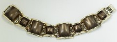 1950s Vintage Tank Bracelet Brown Thermoset Moonglow Lucite Chunky Links MCM